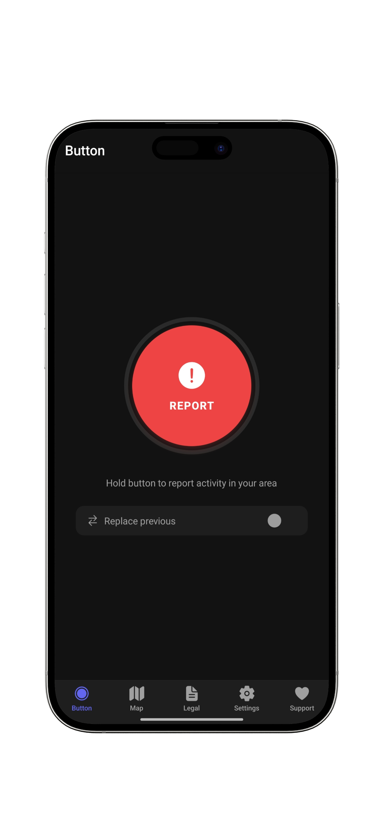 IceAlert report button screen